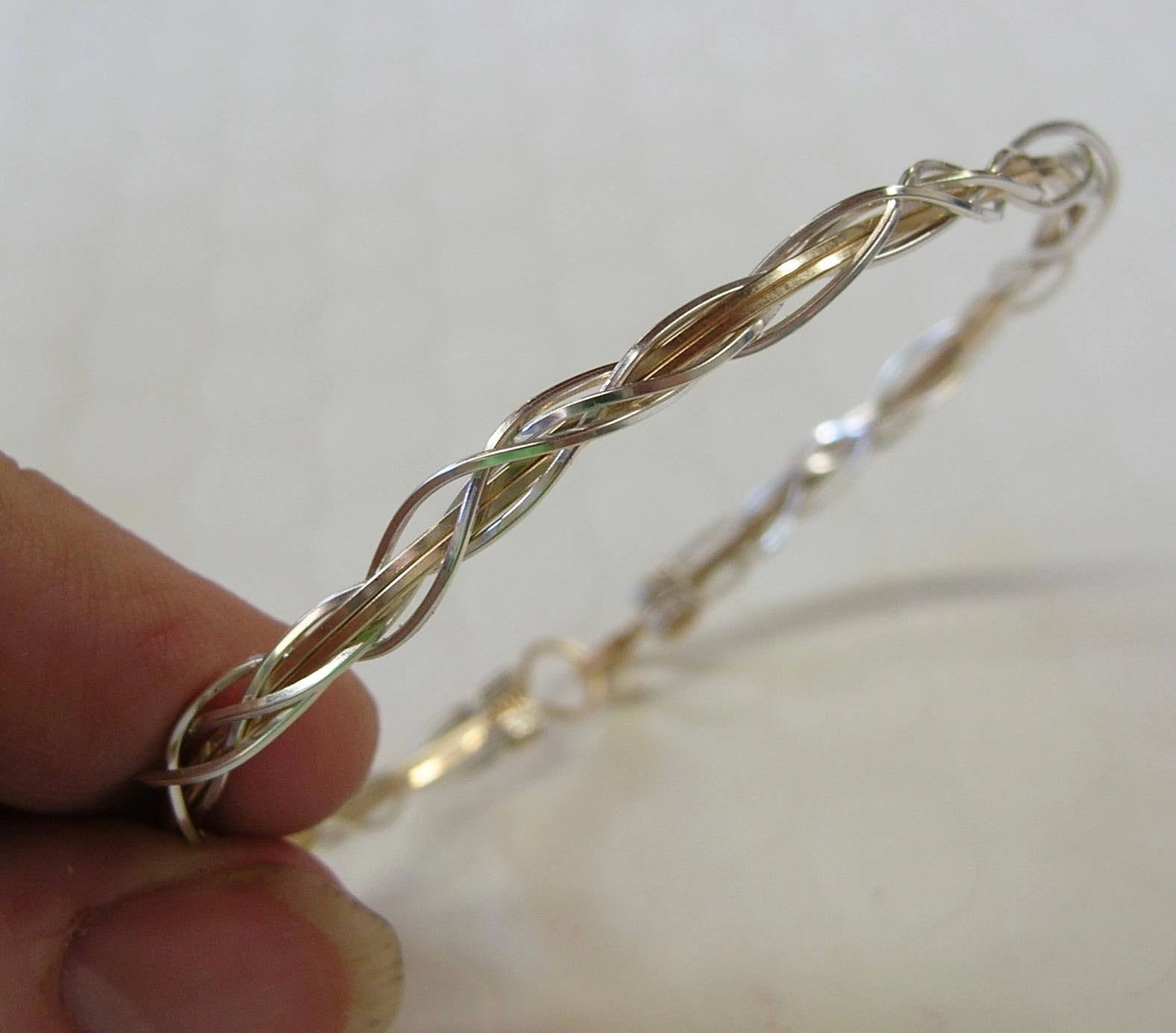 Thin Two-Tone Grapevine Silver Over Gold Wire Wrapped Bracelet Consistent Mix