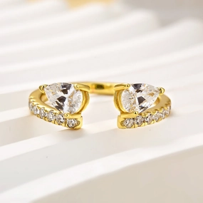 Louily Classic Pear Cut Open Wedding Band In Sterling Silver Luxury Fashion