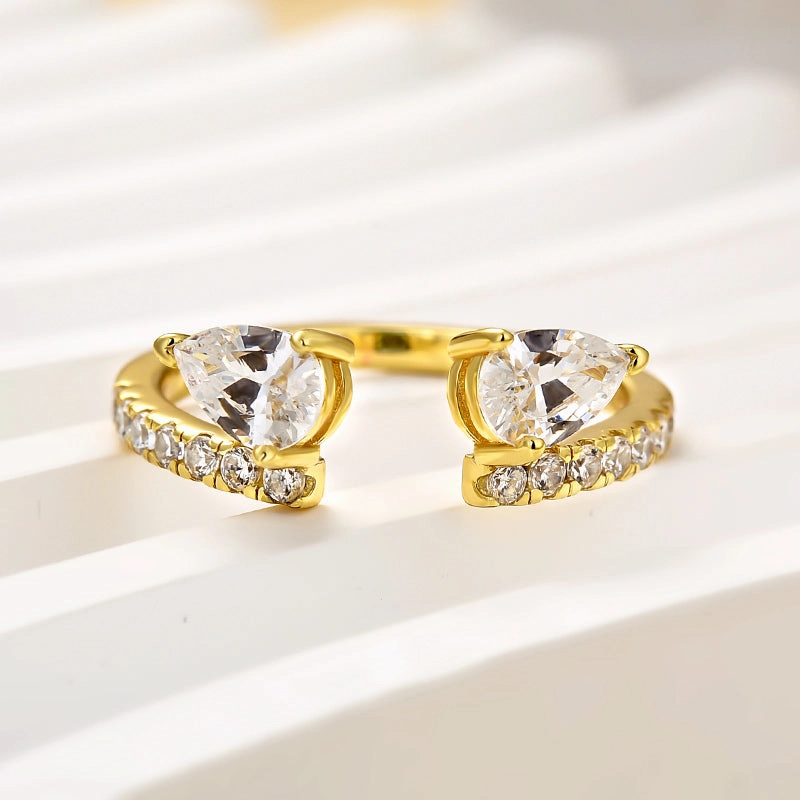 Louily Classic Pear Cut Open Wedding Band In Sterling Silver Versatile Accent Casual Fit