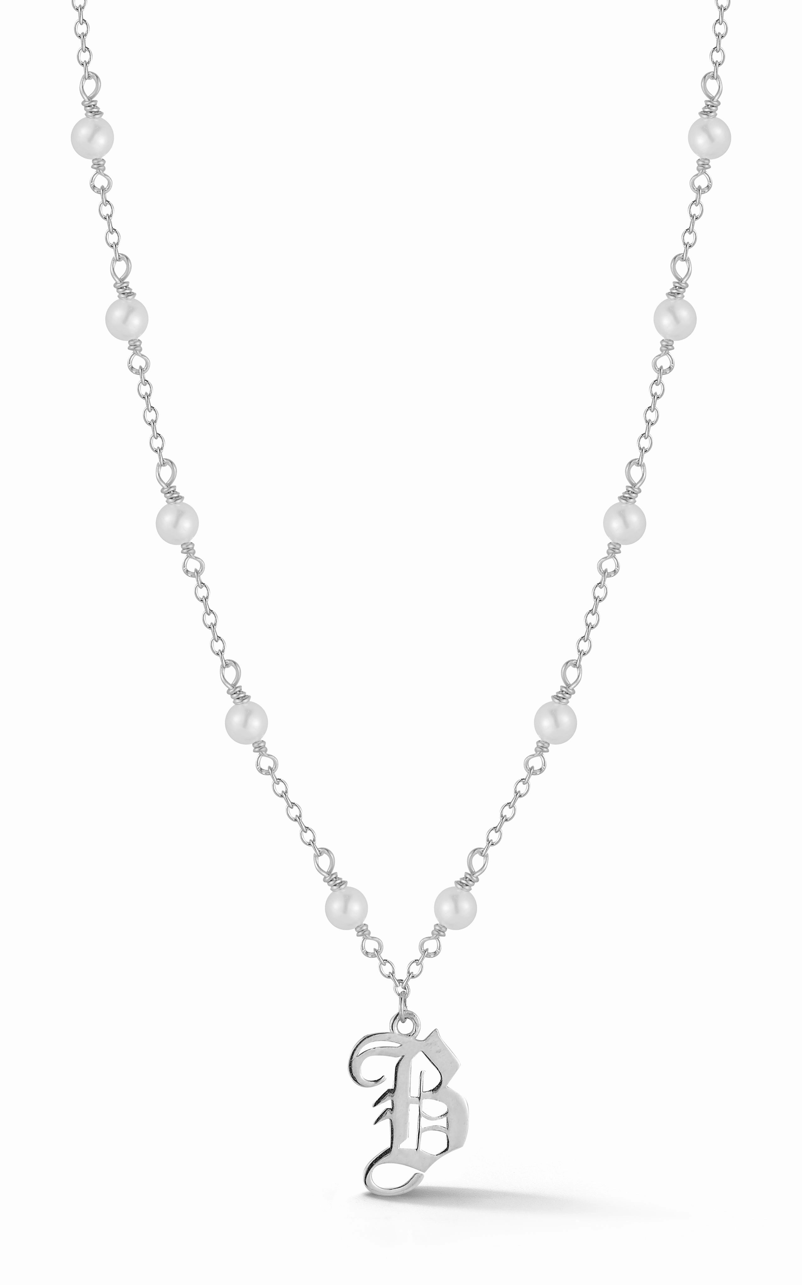 For Grandpa Stunning Item Old English Initial Pearl Necklace