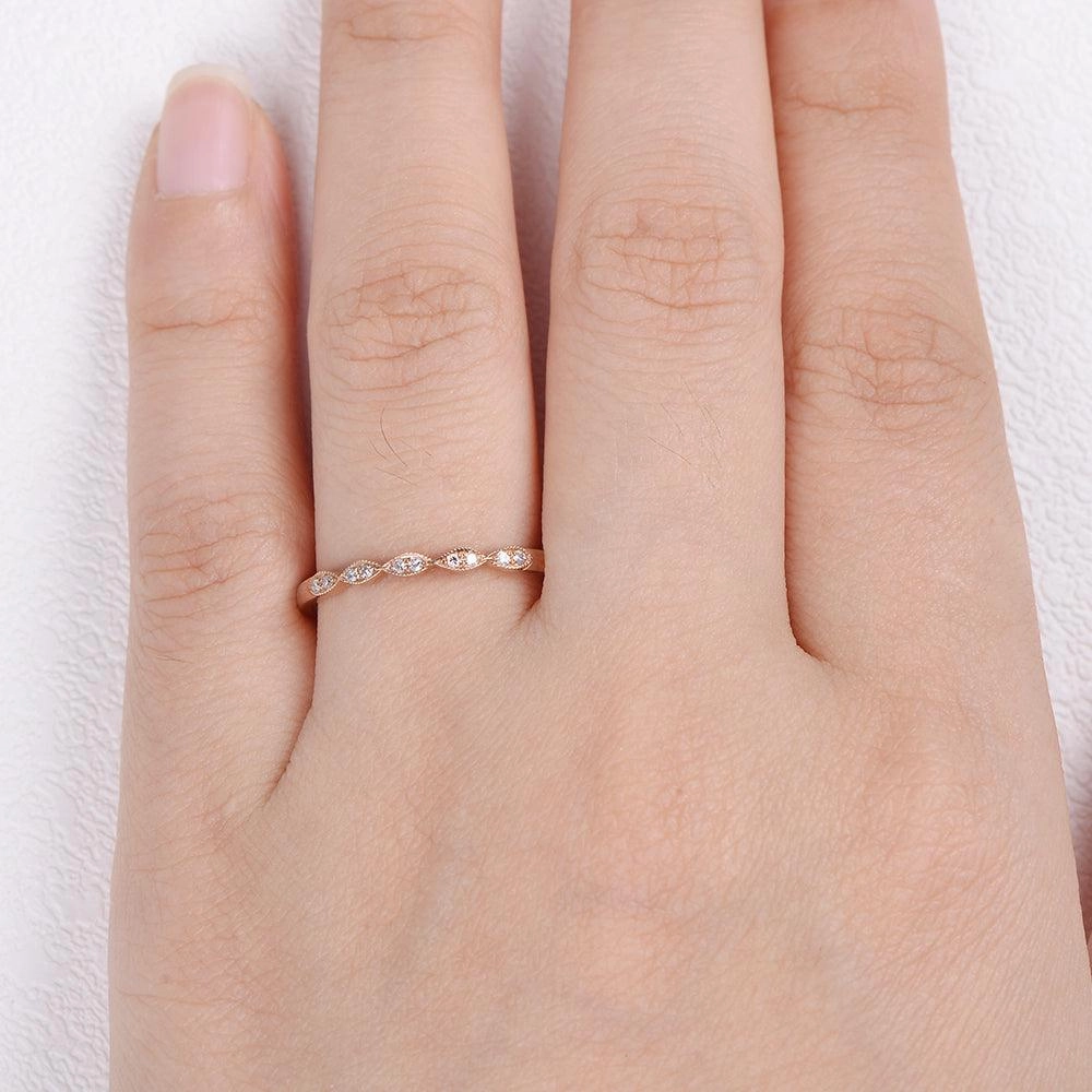 Moissanite Wedding Band Rose Gold Ring Stylish Accessory