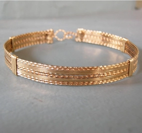 14kt Gold Filled 10-Strand Wire Wrapped Bracelet  TTSSTTSSTT Transitional Piece