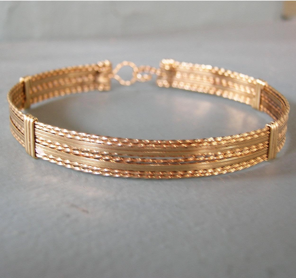 14kt Gold Filled 10-Strand Wire Wrapped Bracelet  TTSSTTSSTT Transitional Piece