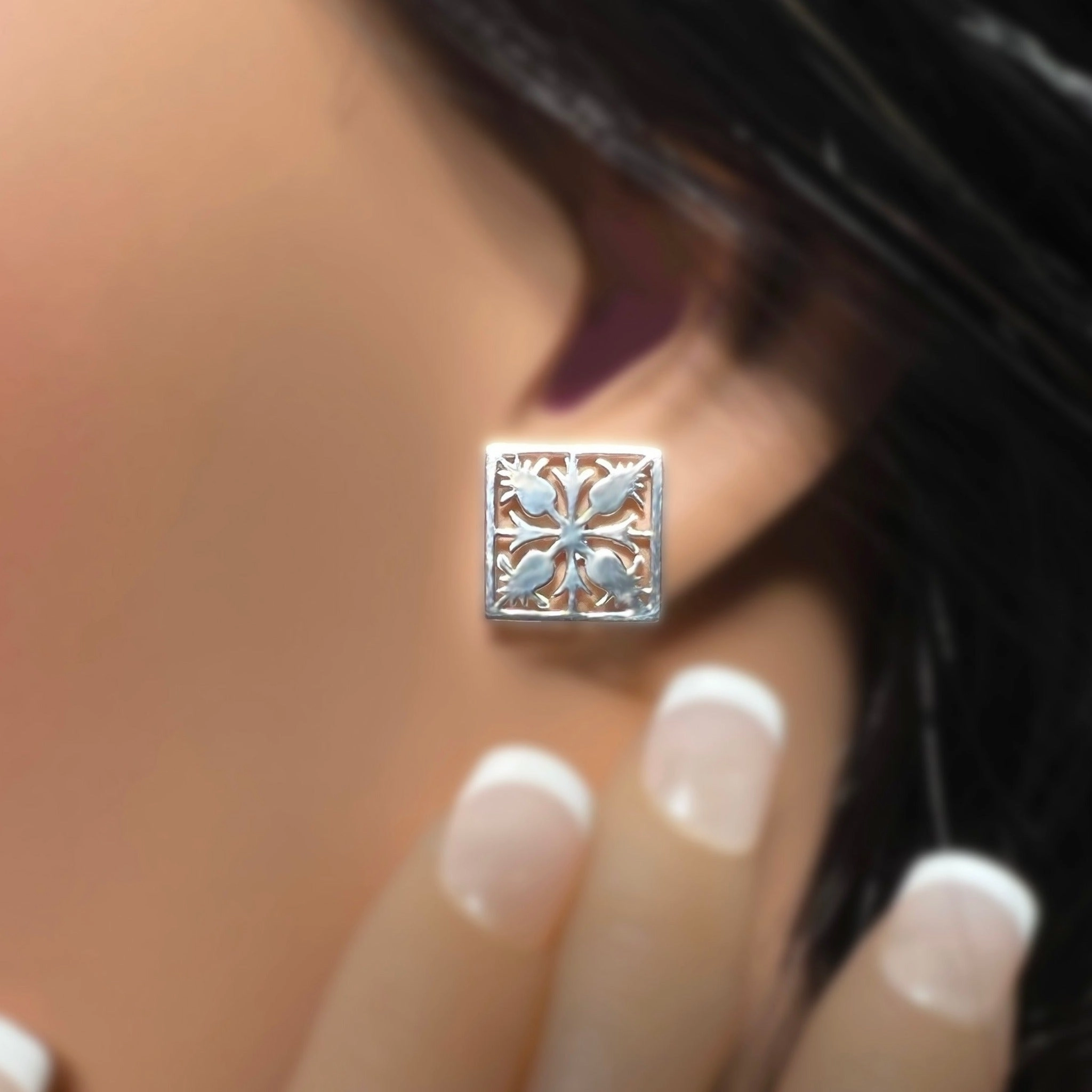 Pretty Element Bright Item Hawaiian Pineapple Quilt Design Earrings