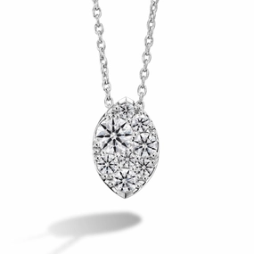 Hearts On Fire 18K White Gold Tessa Diamond Cluster Pendant with a 18K White Gold Link Necklace (0.30ctw) Opalescent Jewelry