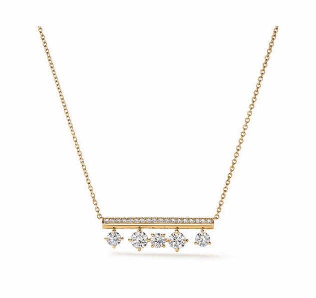 Hearts On Fire 18K Yellow Gold Round Barre Floating Diamond Pave Necklace (1.38ctw) Evening Accessory