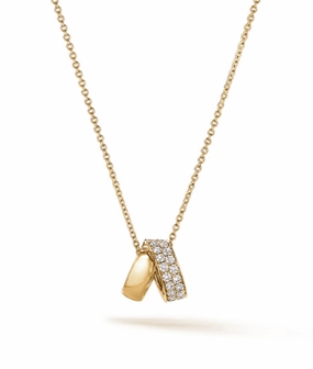 Permanent Item Gift For Her Hearts on Fire Inside Out 18K Yellow Gold Round Shape Diamond Necklace (.45ctw)