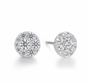 Hearts On Fire Round Solitaire/Stud Diamond Earrings in 18K White Gold (1.03ctw) Handsome Accent Sparkling Adornment