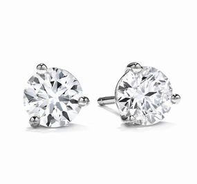 Vintage Trinket Hearts On Fire Round Solitaire/Stud Diamond Earrings in 18K White Gold (.50ctw)
