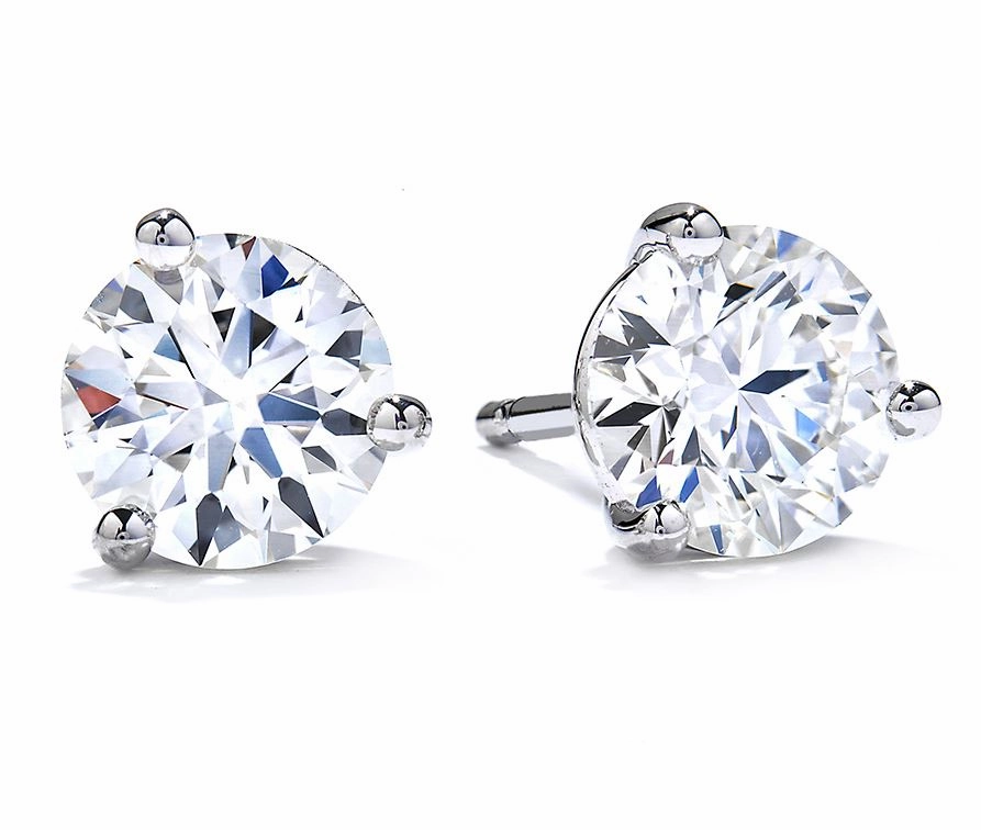 Modern Must-Have Hearts On Fire Round Solitaire/Stud Diamond Earrings in 18K White Gold (.75ctw)