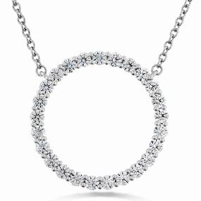 Weekend Gift Bold Accent Hearts On Fire Signature Circle 18K White Gold Round Shape Diamond Circle Pendant Large (0.65ctw)