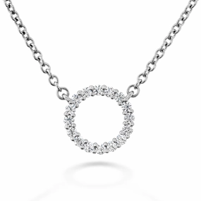 Unique Piece Superior Present Hearts On Fire Signature Circle 18K White Gold Round Shape Diamond Circle Pendant Small (0.12ctw)