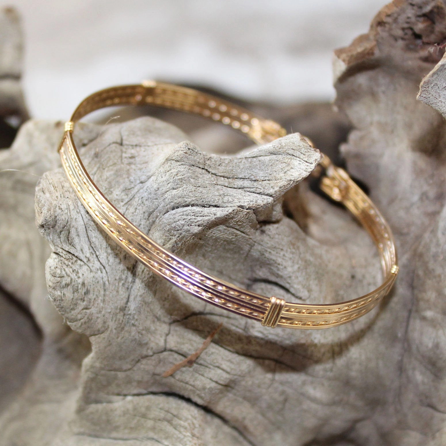 Diamond Tier 14kt Gold Filled Wire Wrapped Stackable Bracelet  STSSTS