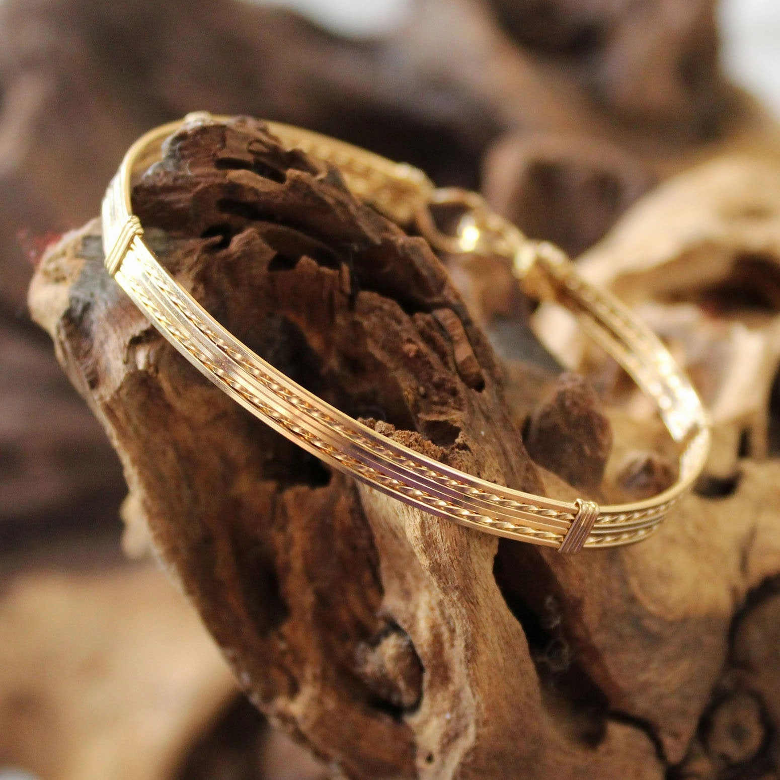 Elastic Loops 14kt Gold Filled Wire Wrapped Stackable Bracelet  STSSTS