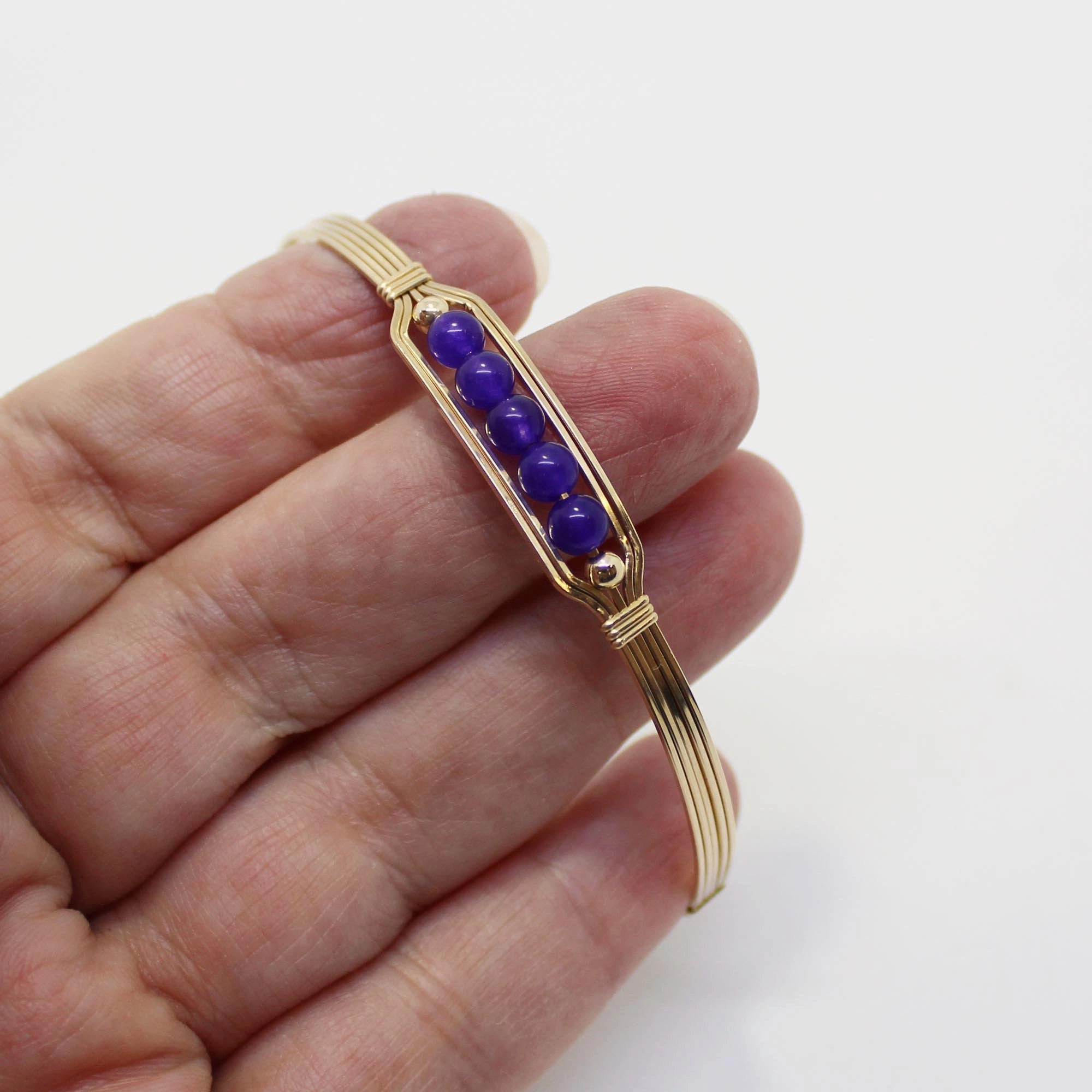 Aristocratic Charm Market leader 5 Little Beads Amethyst Beads Gold Filled Wire Wrapped Bracelet