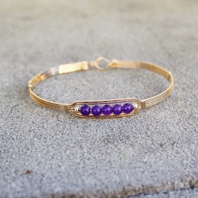 Open-To-All Sight Influencer Favorite 5 Little Beads Amethyst Beads Gold Filled Wire Wrapped Bracelet
