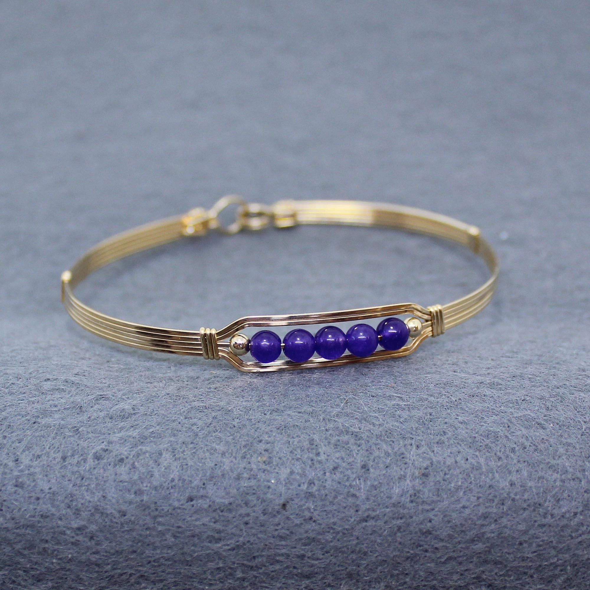 5 Little Beads Amethyst Beads Gold Filled Wire Wrapped Bracelet End All