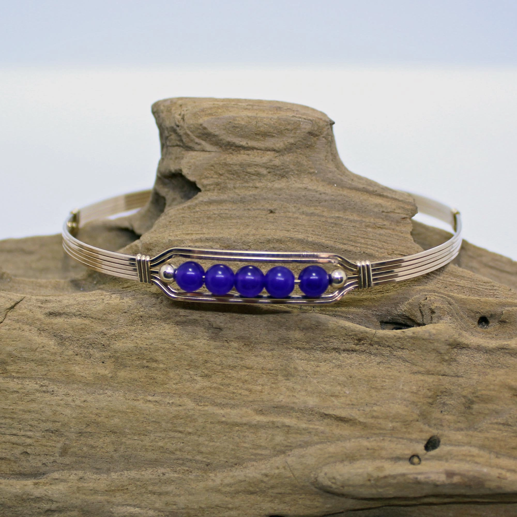 Properly Priced Customizable Options 5 Little Beads Amethyst Beads Gold Filled Wire Wrapped Bracelet