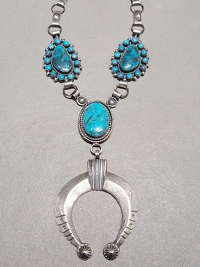 Balanced Accent Hemerson Brown Navajo Turquoise  Sterling Silver Necklace - Handmade Native American