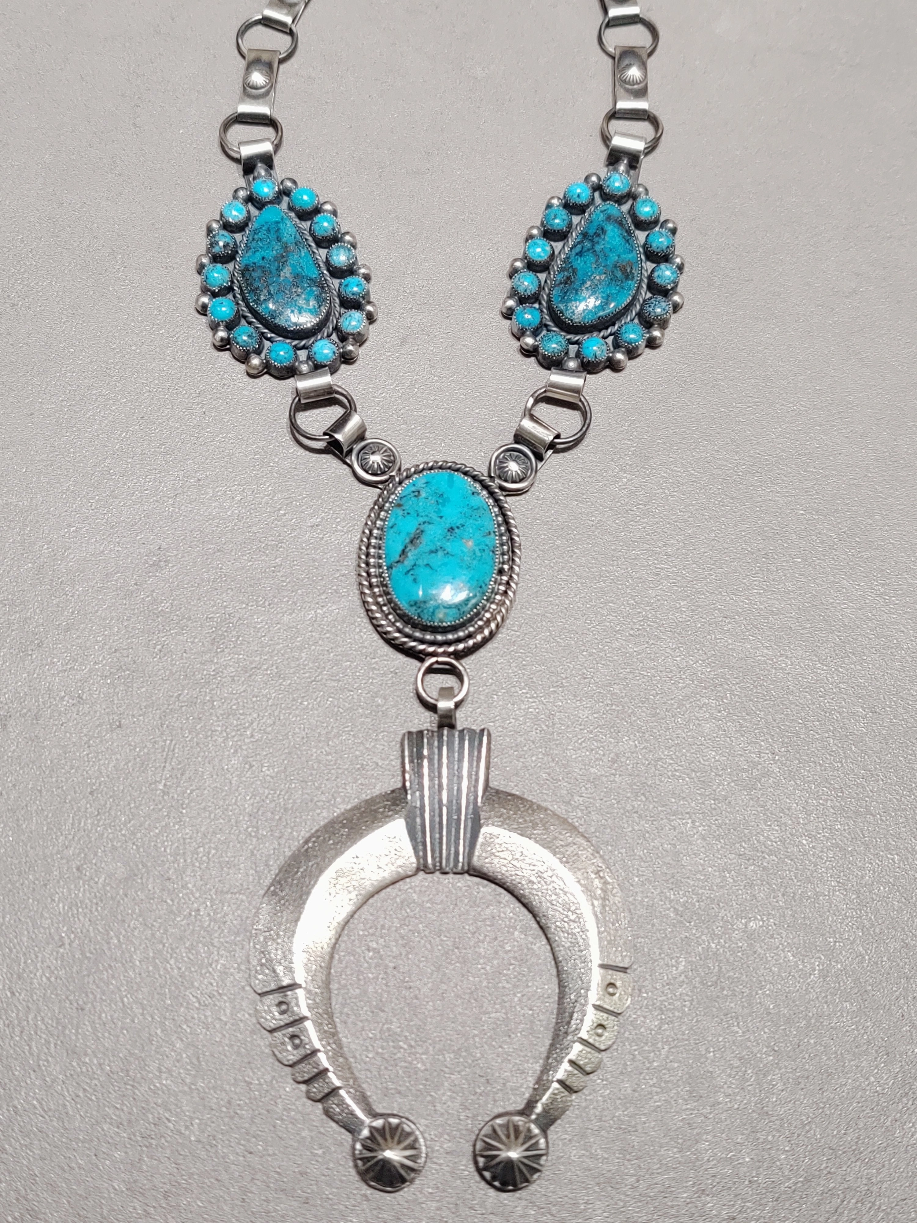 Balanced Accent Hemerson Brown Navajo Turquoise  Sterling Silver Necklace - Handmade Native American