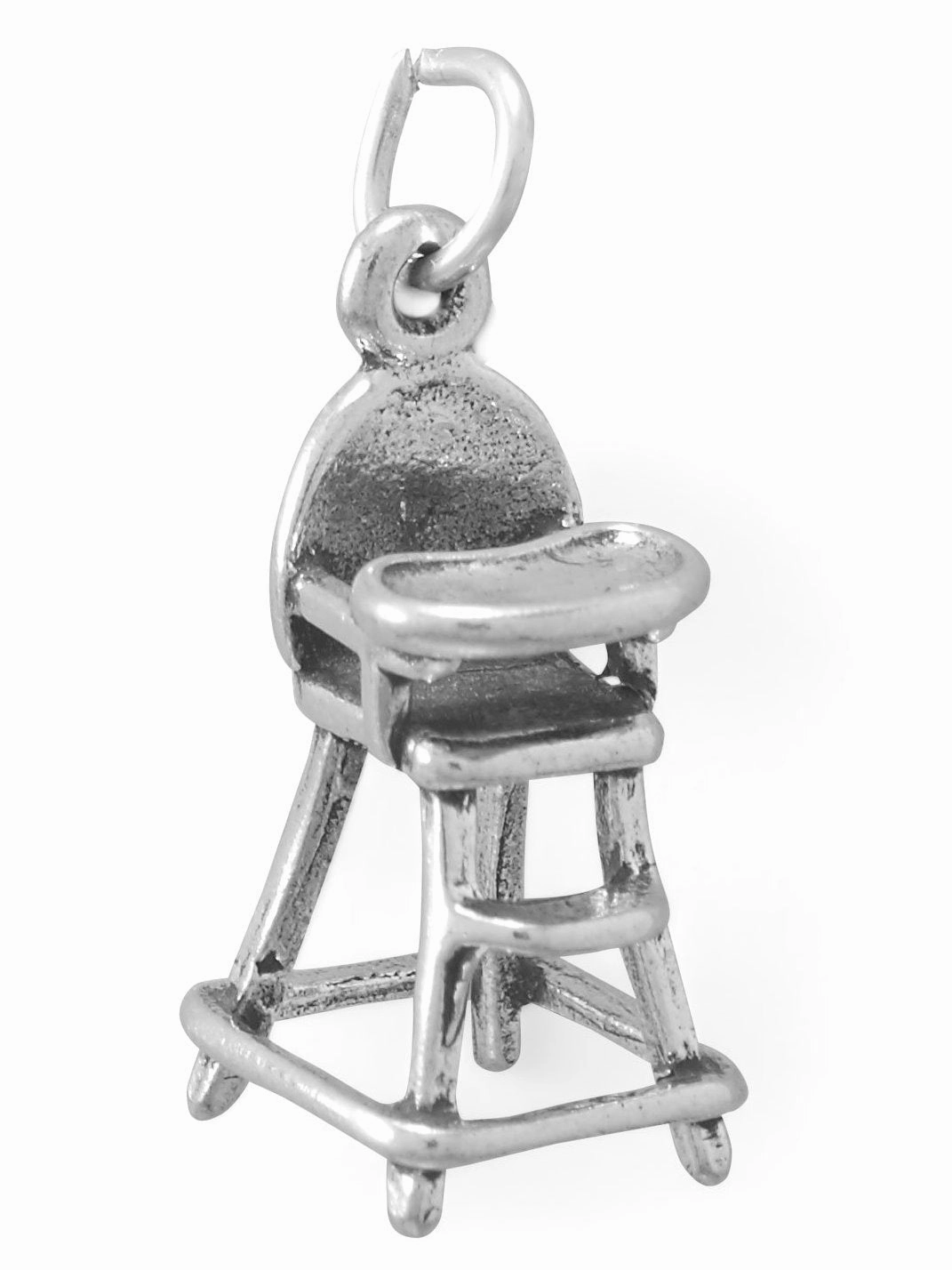 Sculpted Shape Bridal Accessory High Chair Charm Antiqued Sterling Silver
