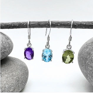 Oval Stone Sterling Silver Dangles Polished Accessory