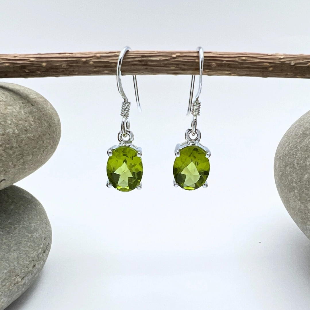 Distinctive pieces Oval Stone Sterling Silver Dangles