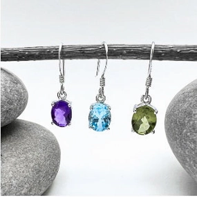 Oval Stone Sterling Silver Dangles Polished Accessory