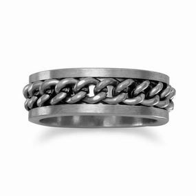 Curb Chain Center Ring 316L Surgical Stainless Steel Romantic Art Elegant Piece