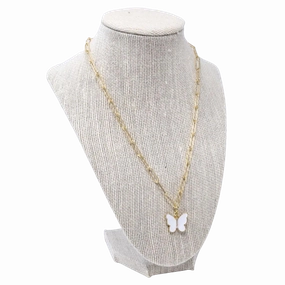Trendy Ornament Essential Accessory White Butterfly Necklace