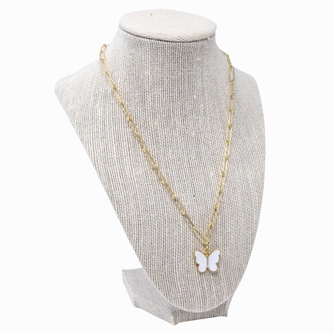 Trendy Ornament Essential Accessory White Butterfly Necklace