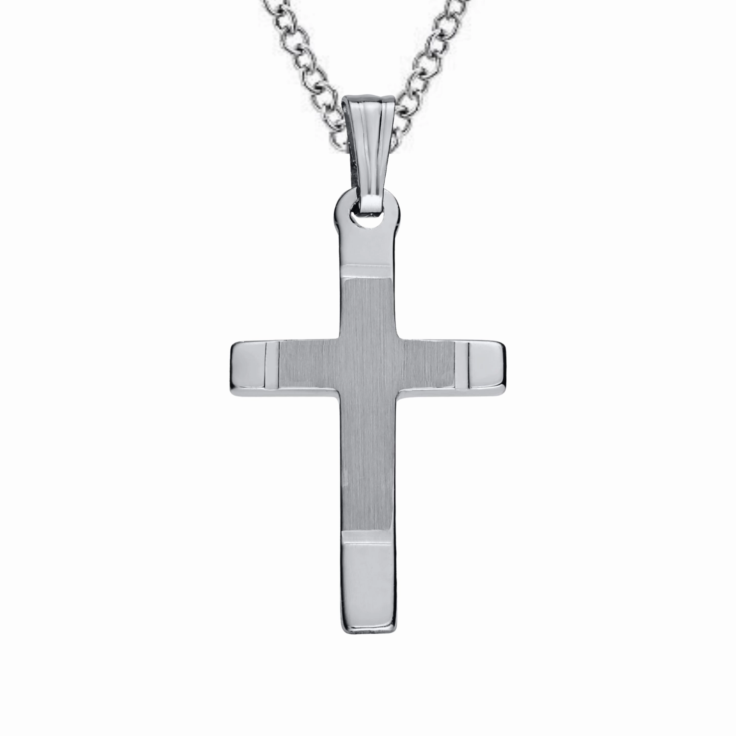 Bridal Collection Elegant Jewelry Sterling Silver Cross with High Polished Ends Necklace