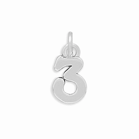 Handcrafted Glam Number 3 Sterling Silver Charm