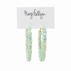 Mint Glitter Hoops Durable Adornment