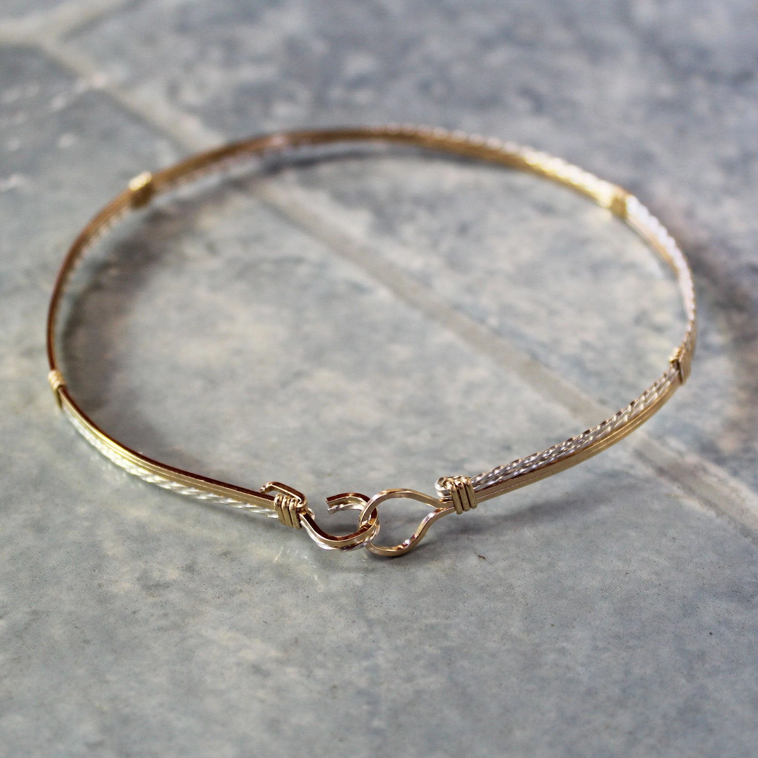 Two Tone Sterling Silver & Gold Filled Crossover Wire Wrapped Bracelet  SSTTco Comprehensive Assortment