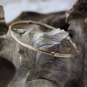 Two Tone Sterling Silver & Gold Filled Crossover Wire Wrapped Bracelet  SSTTco Grade A