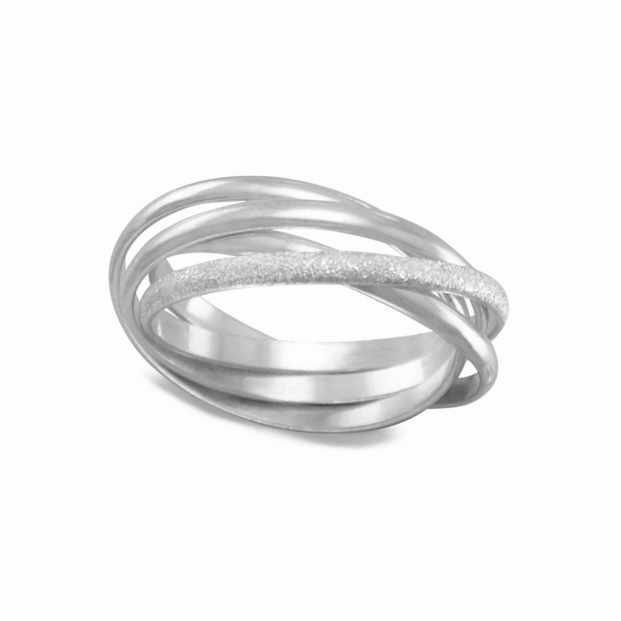 Smart Accessory Trinity Three Band Interlocking Ring Polished with One Stardust Sterling Silver