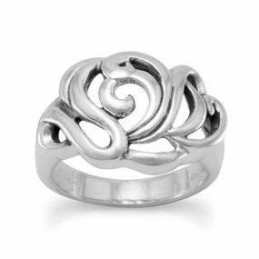 Scroll Filigree Swirl Band Ring Sterling Silver Accent Piece Formal Outfit