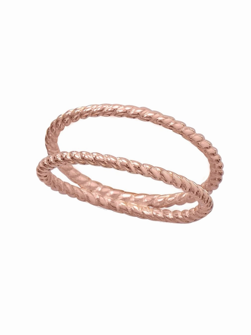 Double Rope Twist Band Rose Gold-plated Sterling Silver Exquisite Product