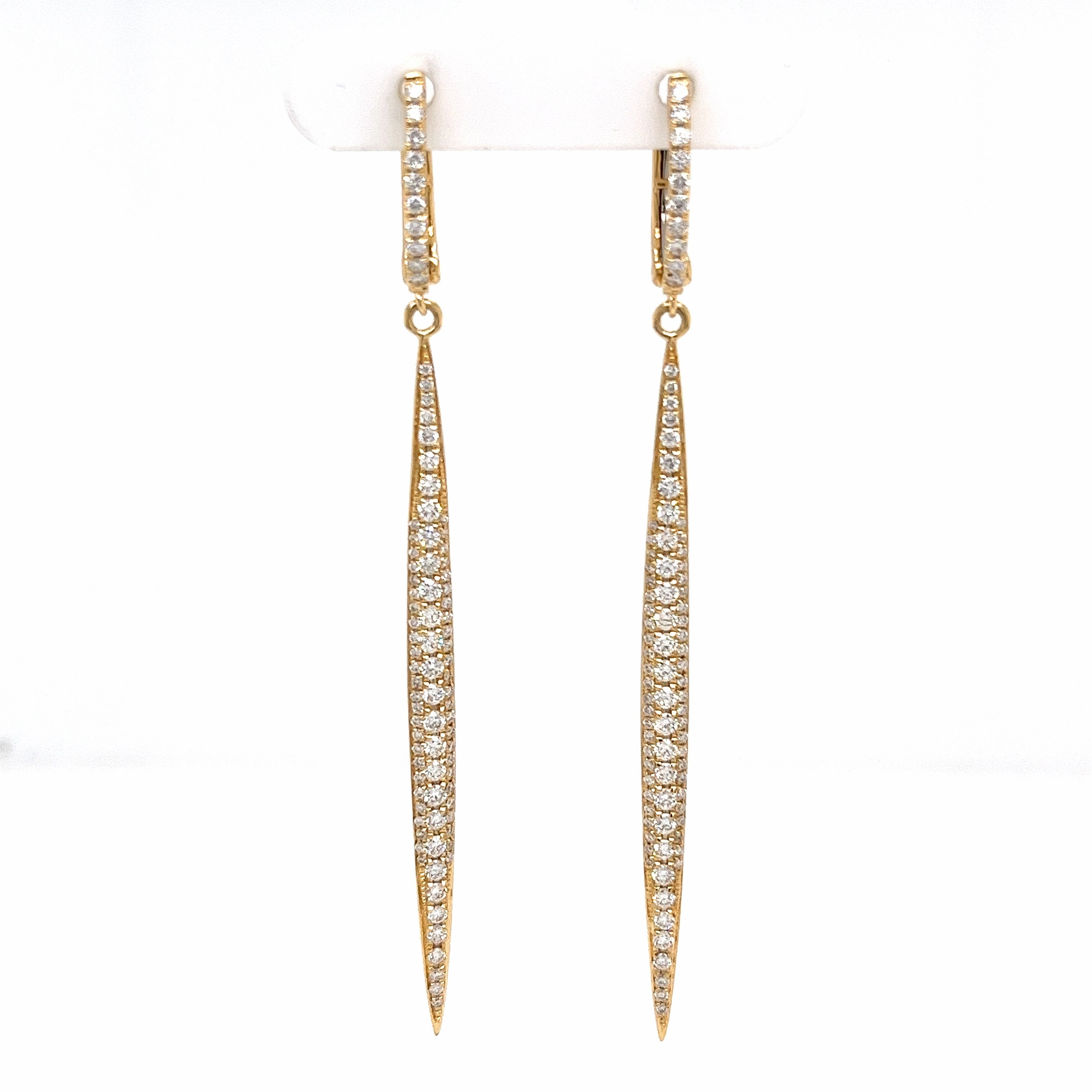 Round Drop Diamond Earrings in 18K Yellow Gold (1.24ctw) Opulent Accent Creative Adornment