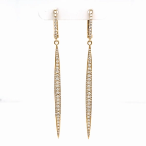 Round Drop Diamond Earrings in 18K Yellow Gold (1.24ctw) Opulent Accent Creative Adornment