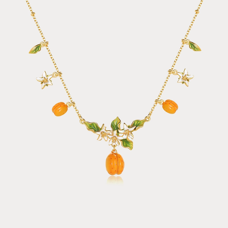 Urban Detail Golden Plum Blossom Multi- Charm Necklace