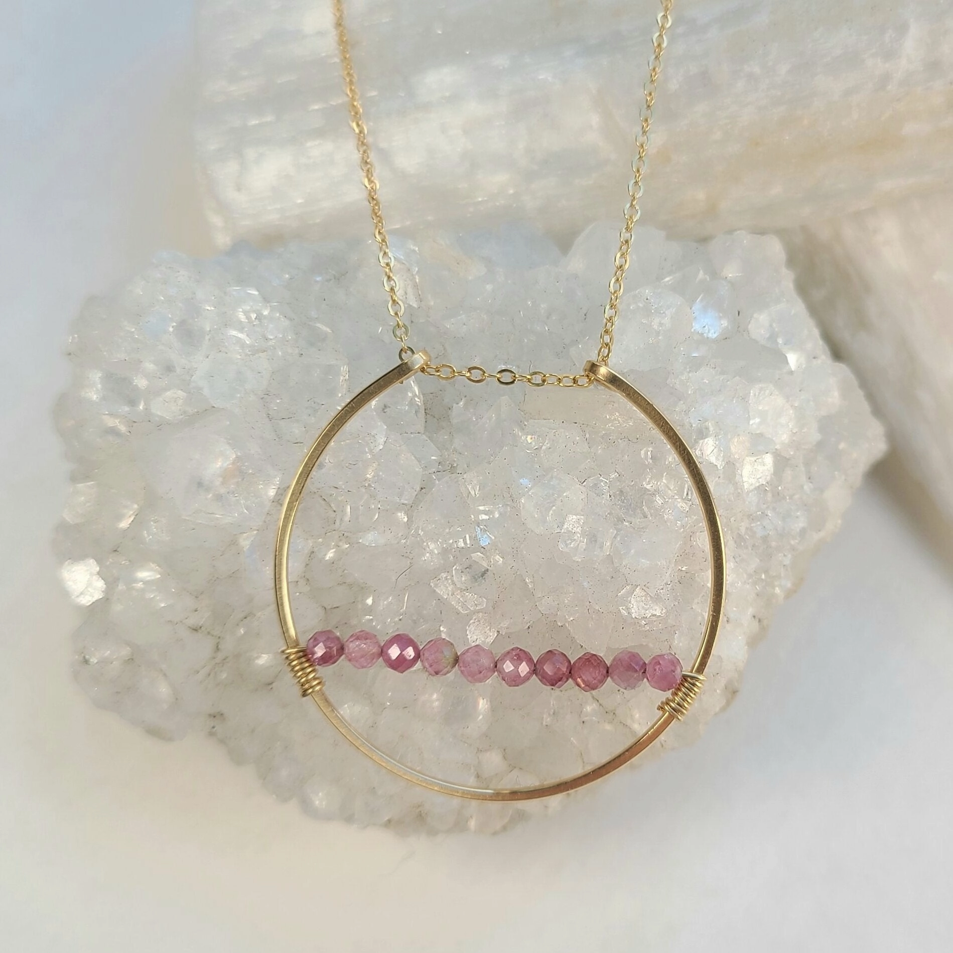 Lunada Necklace - 14k Gold-Fill   Pink Tourmaline Casual Gathering High-End Gift