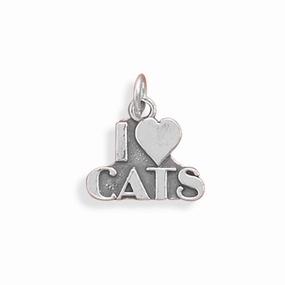 I Love Cats Sterling Silver Charm - Made in the USA Glamorous Gifts Sleek Edge