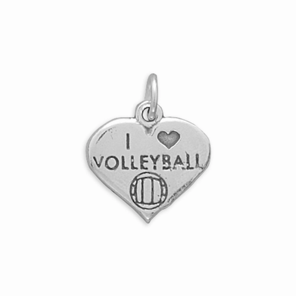 Classy Accent Distinctive Touch Pieces I Love Volleyball Charm Sterling Silver - Made in the USA