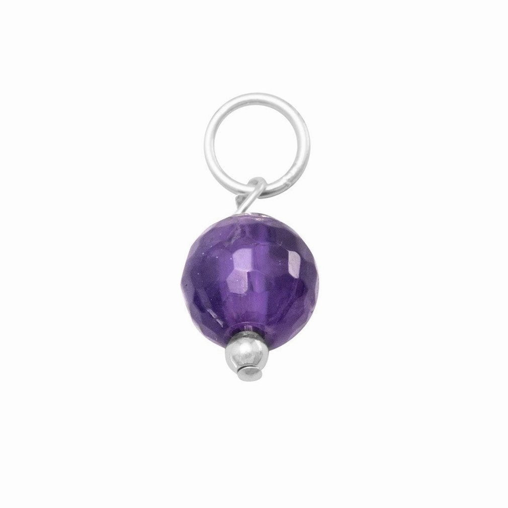Sterling Silver Faceted Amethyst February Bead Charm Contemporary Glow