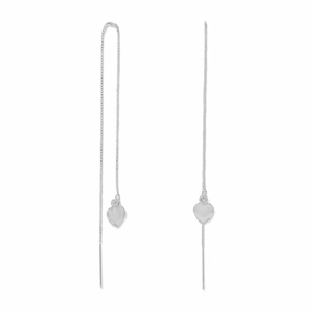 Retro Mood Everyday Pieces Chain Threader Earrings with Heart Drops Sterling Silver