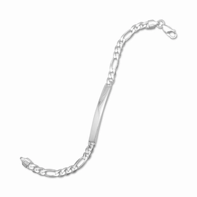 ID Engravable Bracelet 5.5mm Figaro Chain Sterling Silver 5.5mm Width Party Style Vibrant Detail