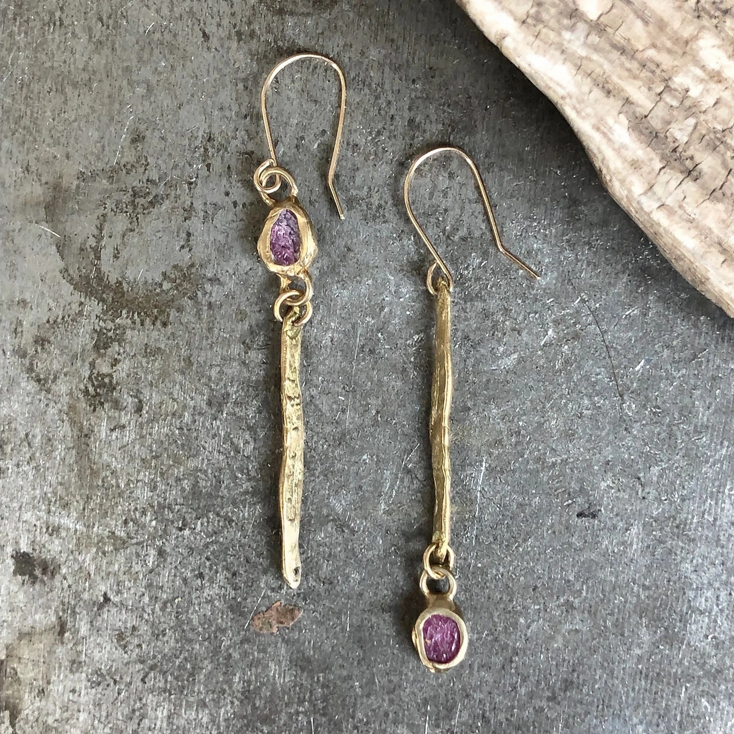 Illumination Earrings - Brass, Gold Fill  Rubies Big Jewelry Daily Item