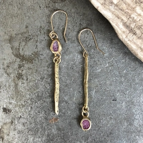 Illumination Earrings - Brass, Gold Fill  Rubies Big Jewelry Daily Item